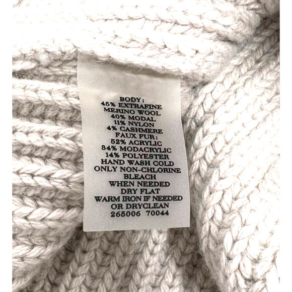 Ann Taylor Sweater Vest Womens Small-Merino Wool & Cashmere Faux Fur Cream - Picture 7 of 8